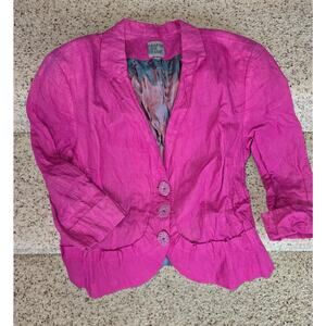 Anthropologie People Like Frank Women Jacket Hot Pink Size 10 Long Sleeve Lined